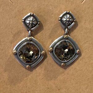 Elegant Two-Tone Drop Earrings with Post Back